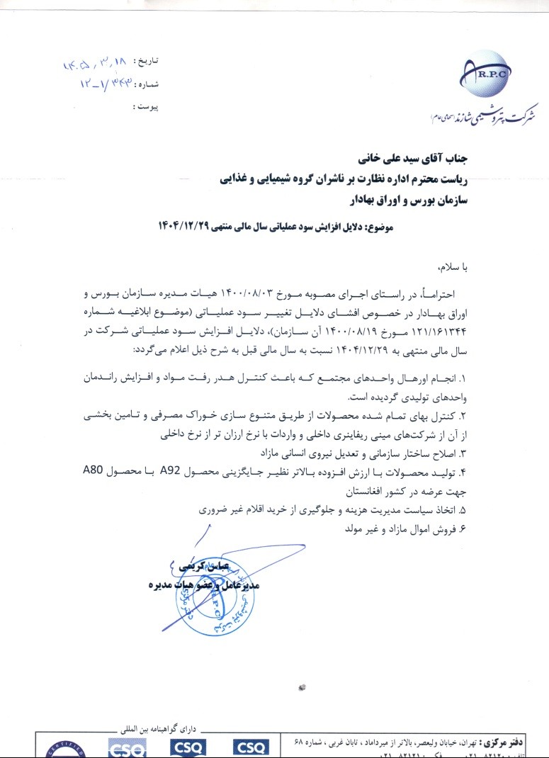 سود عملیاتی پتروشیمی شازند